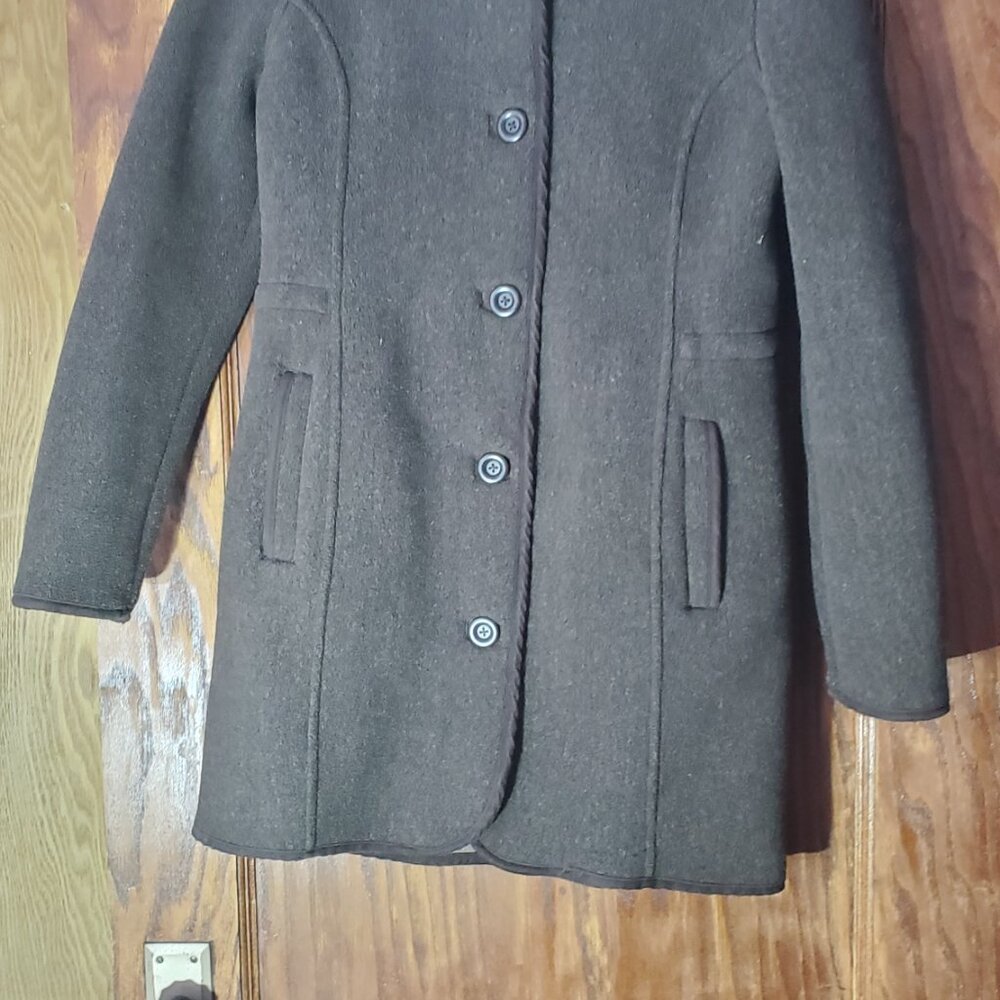 LL Bean Brown Polar Fleece Coat - Hoodie - Sz Sm